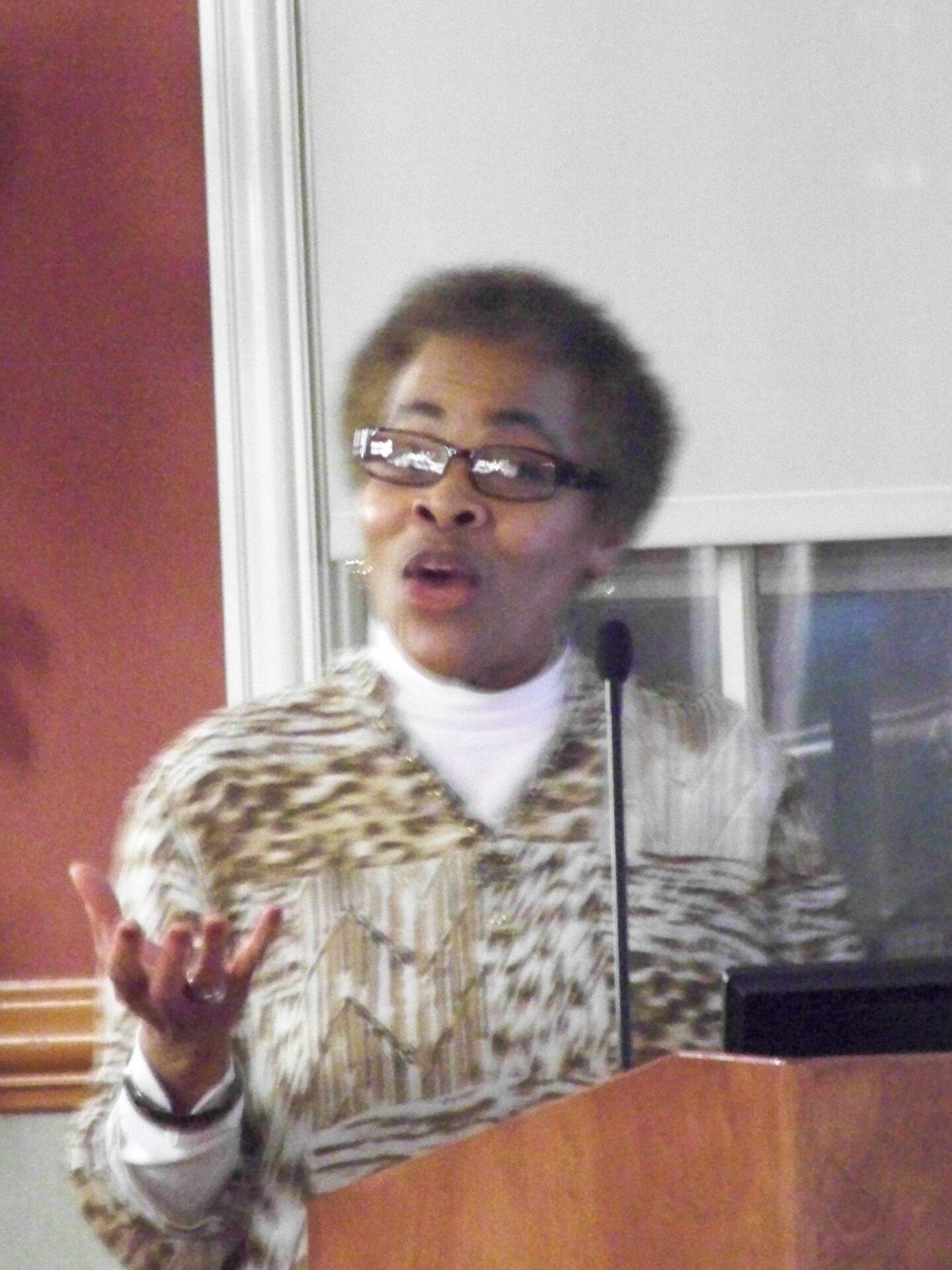 Poet Jeannette Echols reads from her original work at First Annual Poetry and Storytelling Festival  held at Dixon University Center on MLK Day.