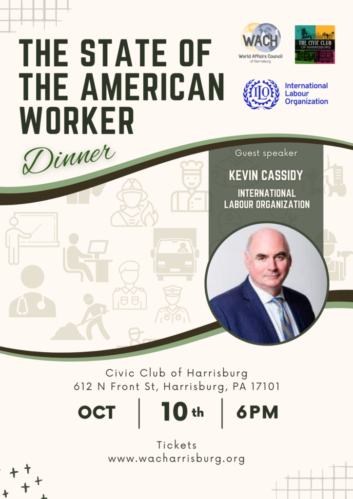 Flyer for The State of the American Worker dinner event