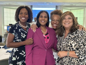 Members of WACH Board at 2023 International Peace Symposium: (from left) Guerline Laurore, Hagir ElSheikh, Joyce Davis and Oralia Garcia-Dominic