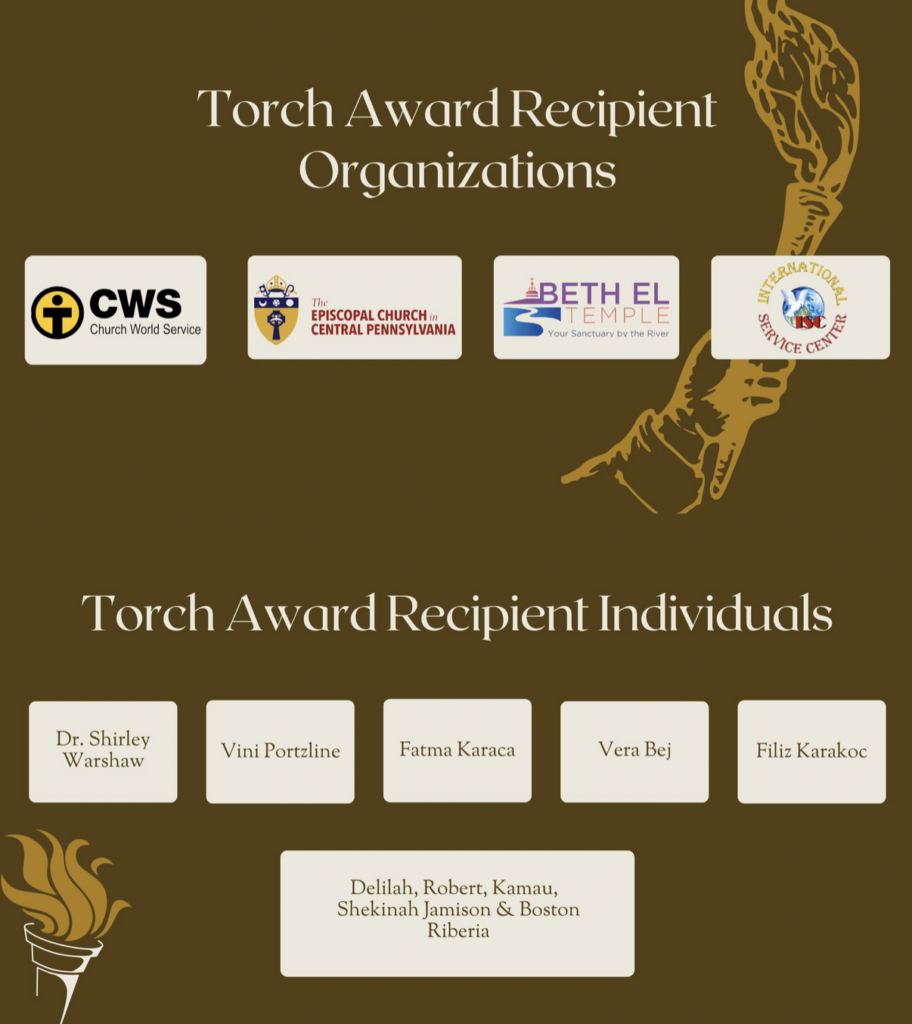 Graphic showing the 2023 Torch Award Honorees