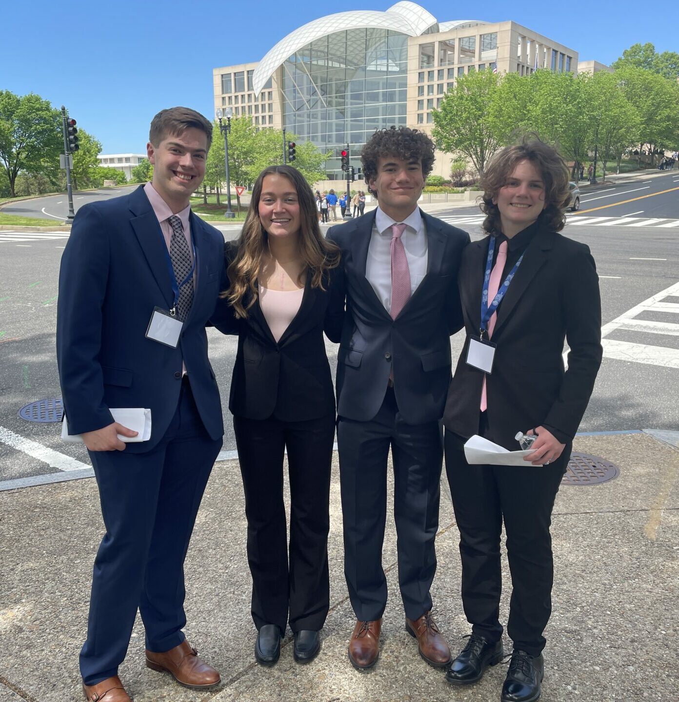 2024 academic worldquest team in washington dc in front of the US institute of peace